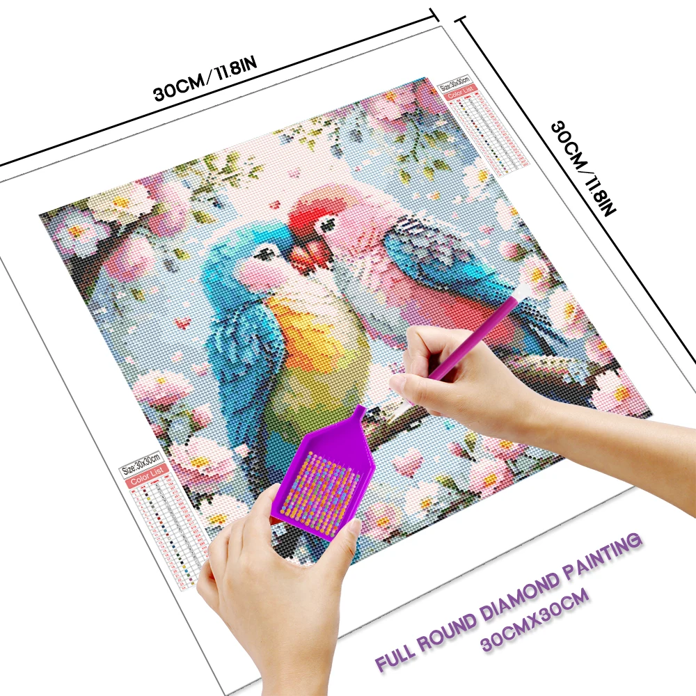 Huacan Animal Diamond Painting Parrot Full Square Round Mosaic Flower New Collection 5D DIY Home Decorative Rhinestone Pictures