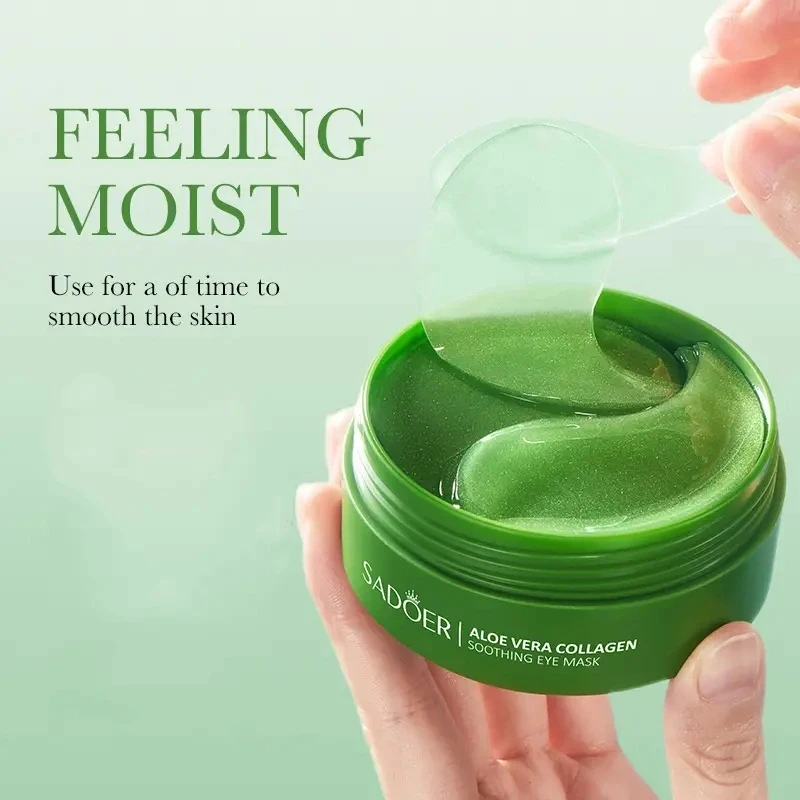 60 Pieces of Aloe Vera Collagen Eye Mask - Hypoallergenic Formula, Deeply Hydrating, Light Beige Firming and Brightening Eye Patches, Suitable for All Light Beige Skin Tones, Say Goodbye to Dryness and Dullness, Eye Mask Patches.
