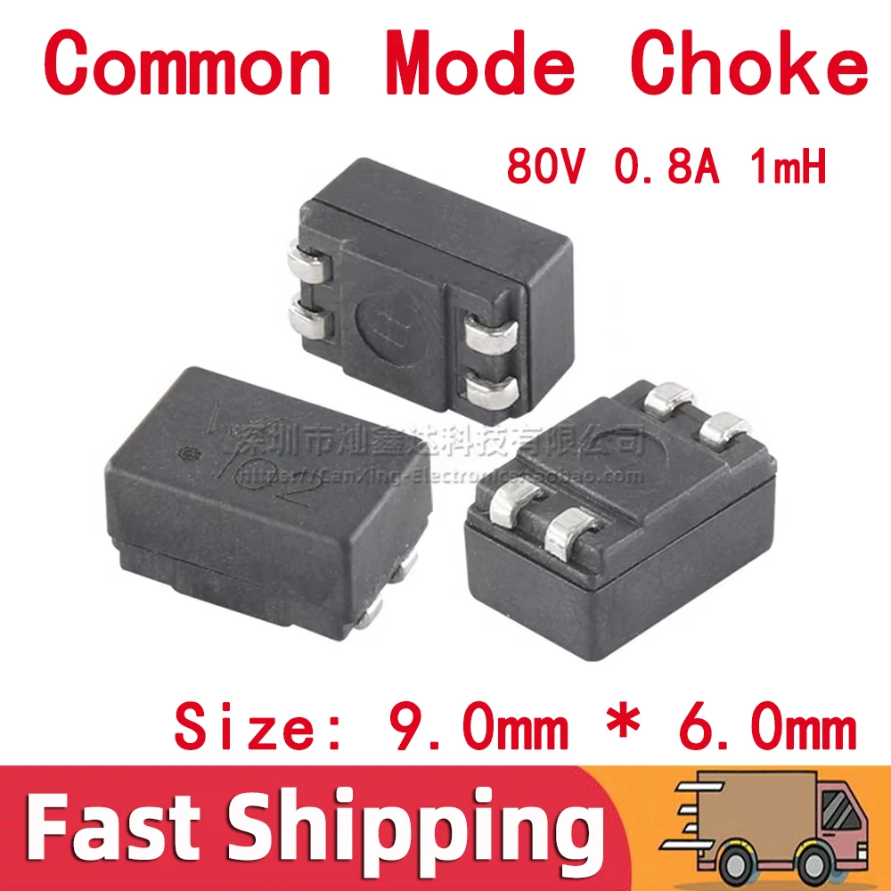 5pcs WE102 SMD SMT 80V 0.8A 1mH Inductance Car Filter Wave Common Mode Chokes Power Inductor Filter Choke Coil