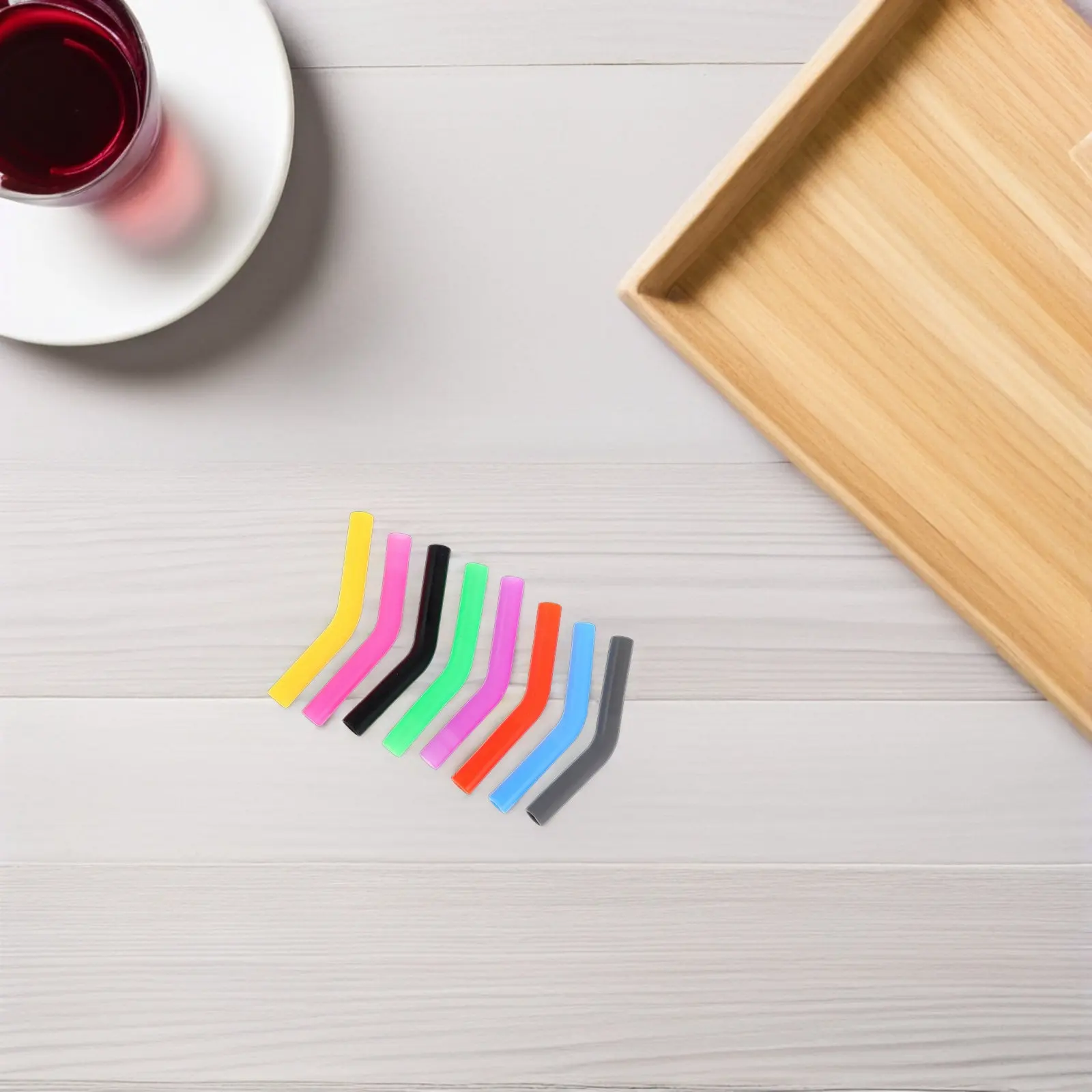 8Pcs Multicolor Silicone Straw Tips Leak Proof Soft Straw Protector Reusable Sleeve for 8Mm Metal Straws Tumblers Glasses Spill