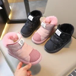 Nuovi stivali da neve impermeabili in pelle per bambini invernali 2024 ragazzi ragazze moda antiscivolo bambini stivali caldi in peluche scarpe in cotone per neonati