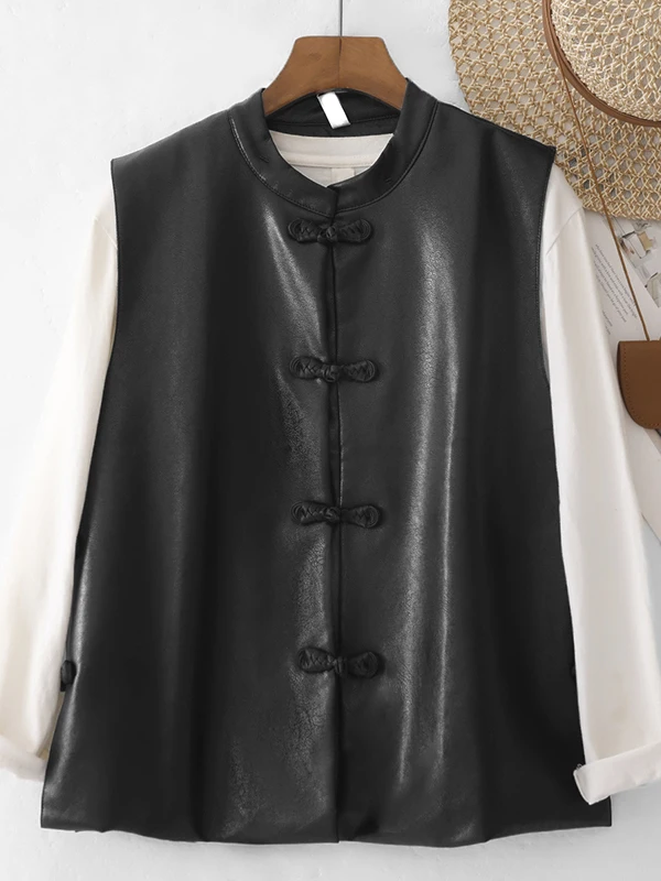Women's Fashion Leather Vest Sleeveless Layering Outerwear Autumn 2026 Unique Design High-End Feel Chest Pad Not Included