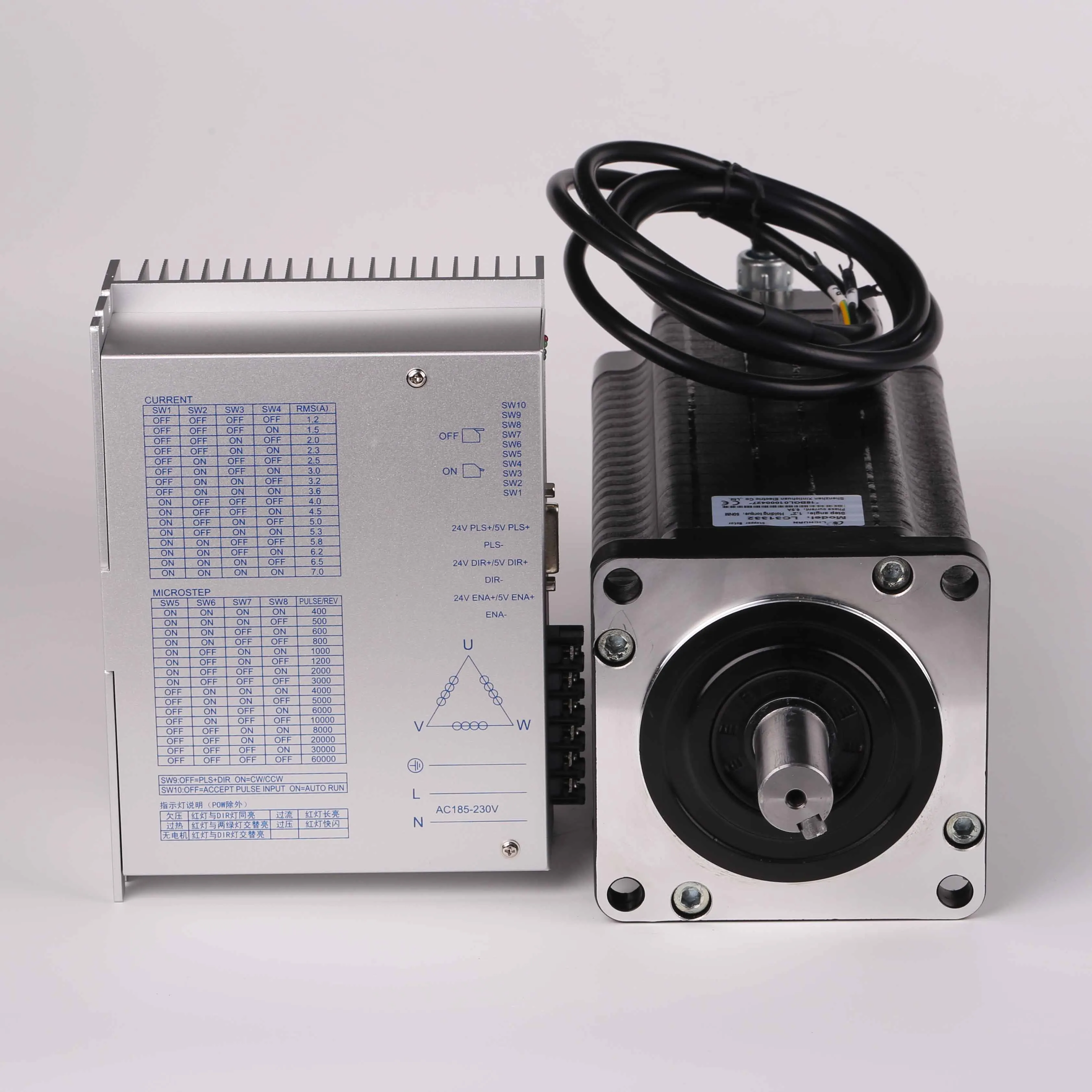 

Lichuan Nema 51 AC 220V 50Nm Hybrid Motor Stepper with Stepper Motor Driver Kit LC31332+LC3522A