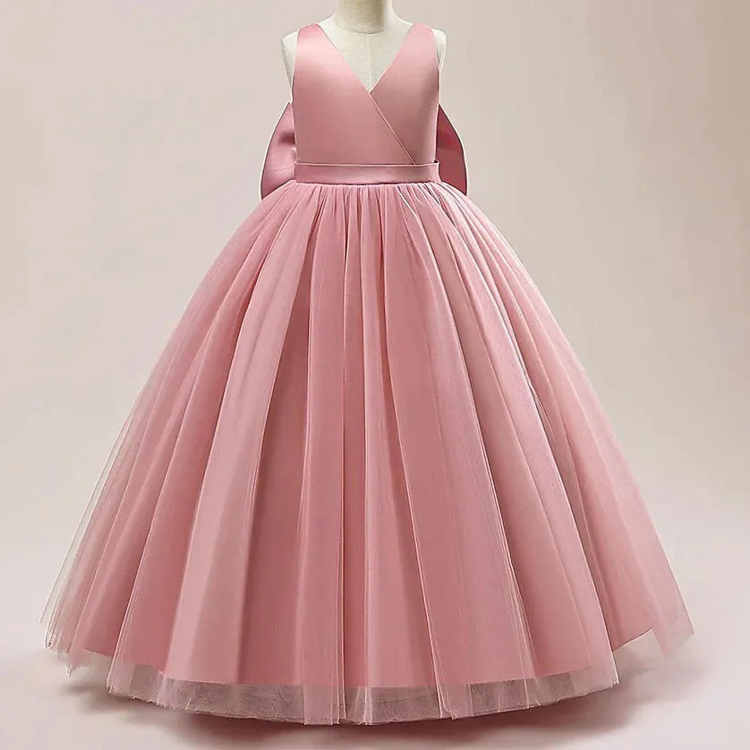 

2025 Prom Dress Luxury Maxi Dresses For Girl Sleeveless Backless Bow Dinner Clothes Mesh Tutu Temperament Birthday Party