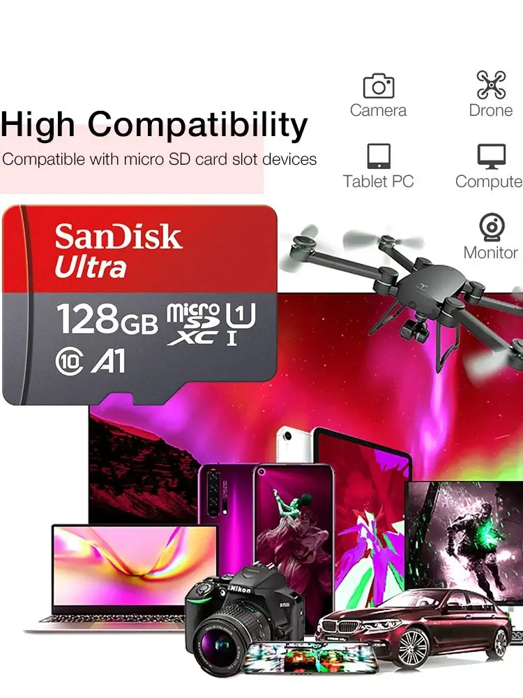 Ultra microSD 128GB 32GB 64GB 256GB 512GB A1 Karta Micro SD SD TF Karta Pamięci Flash Class 10 do Telefonu — zdjęcie 2