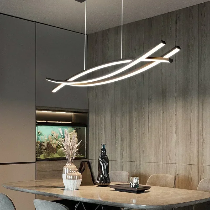

2025 Led Pendant Light for Dining Table Island Chandelier Strip Aluminum House Suspension Hanging Lamp Lustres