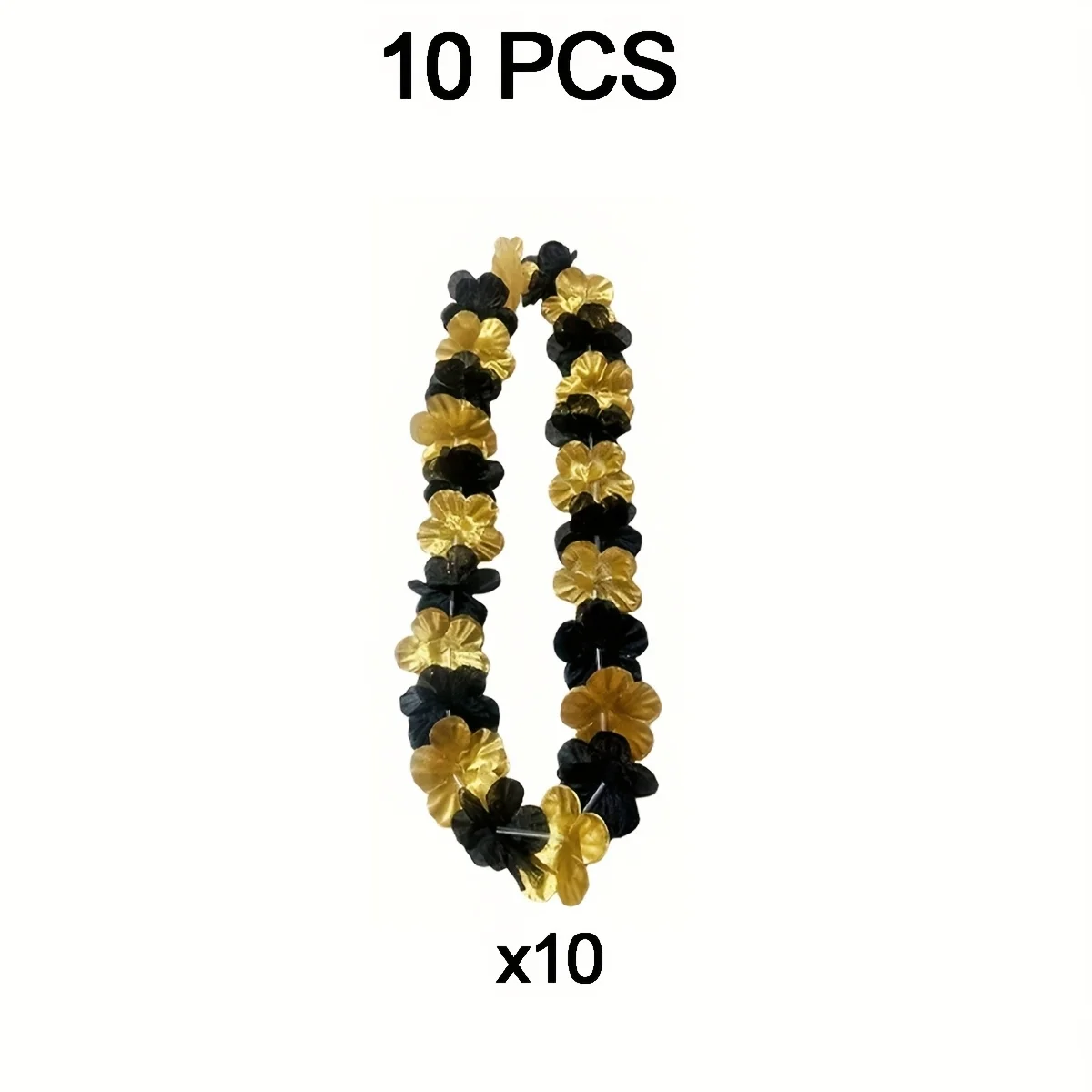 10/20Pcs Hawaiian Black Gold Artificial Flower Necklace Hawaii Theme Party Summer Beach Wedding Birthday Party Decor Gift view 3