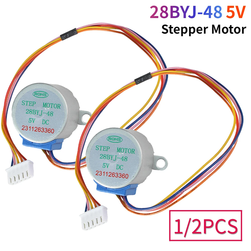 1/2PCS 28BYJ-48 Stepper Motor DC 5V Lead 25cm Reduction Step Gear Stepper Motor 4 Phase 28byj48 28byj  For Arduino Diy