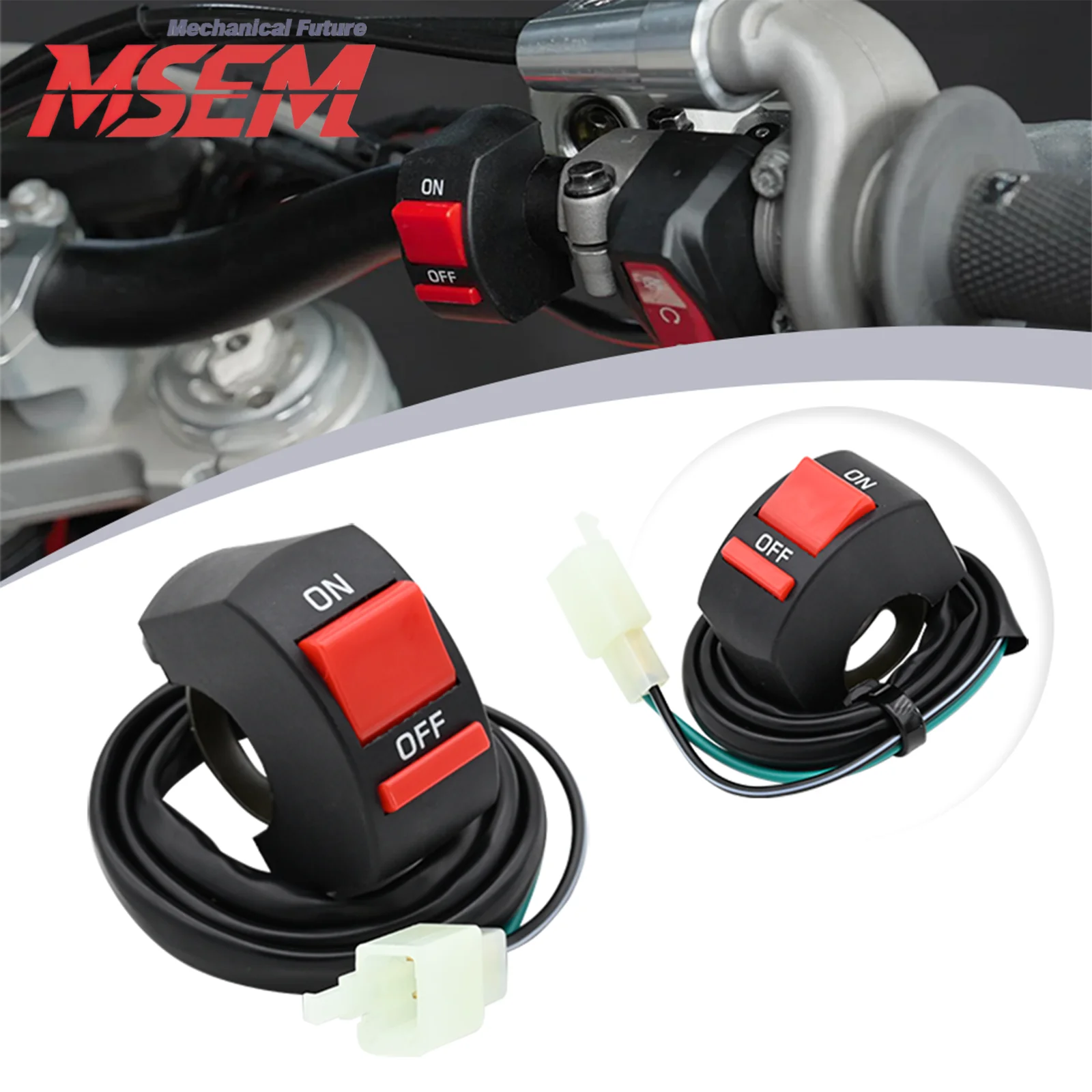 For ATV Scooter Honda KTM Kawasaki Yamaha Etc Motorcycle 22mm Handlebar Flameout Warning Light Switch ON/OFF Button Light Switch