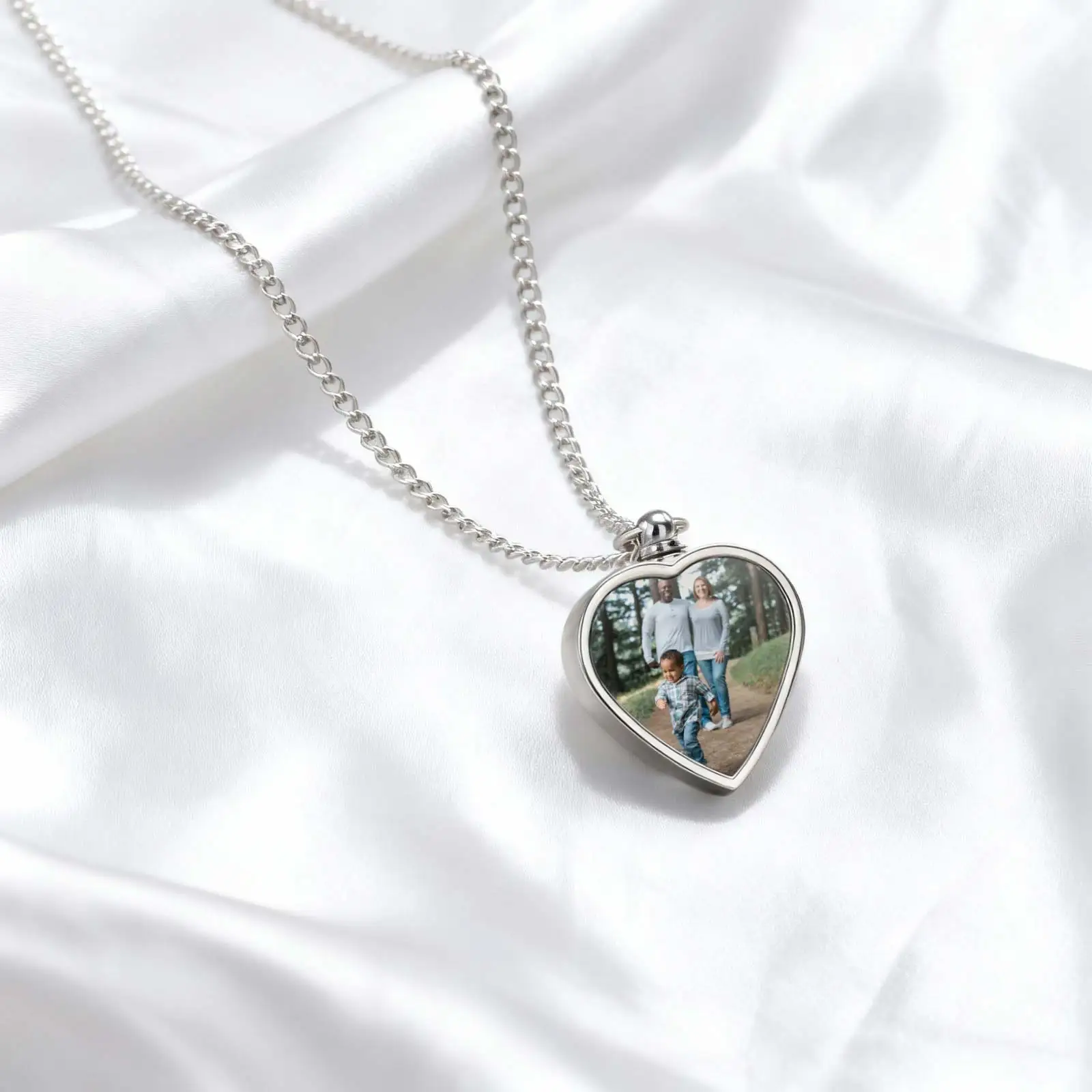 

Бесплатная настройка фото открывающаяся урна для пепла кулон ожерелье, металлическое кремационное украшение в форме сердца в форме сердца на память