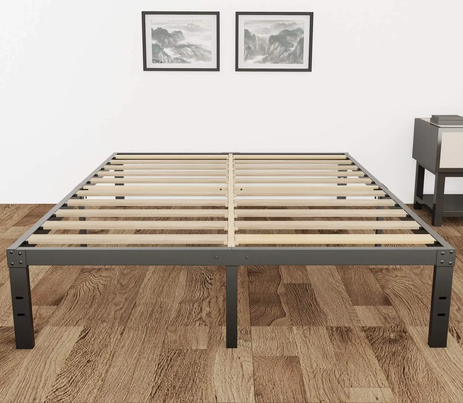 

3500lbs Heavy Duty,14 Inch Steel & Wooden Slat Support Reinforced Platform Bed Frame,Mattress Foundation/No Box Spring Needed/