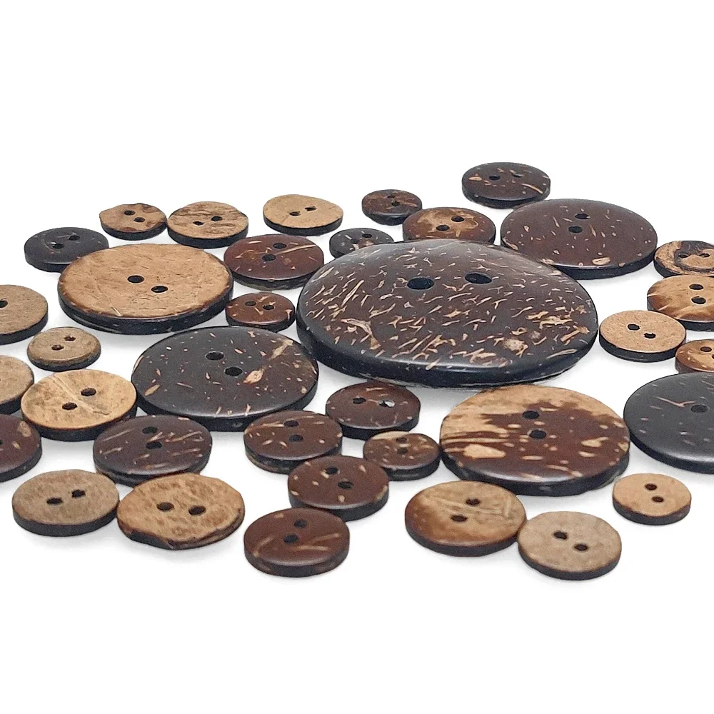 13-28mm 2 Holes Natural Eco-friendly Coconut Shell Wood Button For Clothing DIY Children Scrapbook Decorative Sewing Accessories