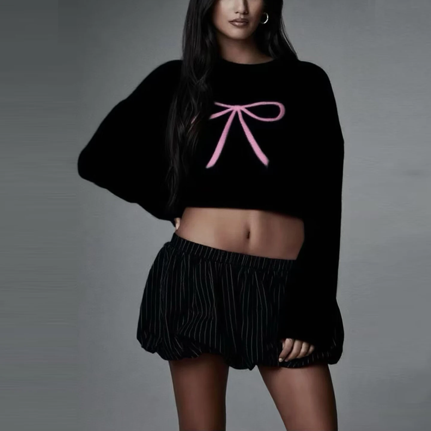 

Ele ort Knitted Sweater with Knot for Women Autumn 2025 New Arrival Z Brand Sli Casual Faion