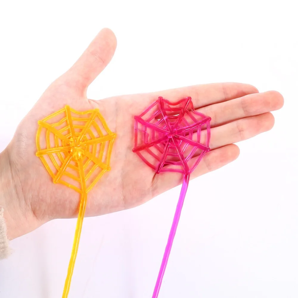 10Pcs Sticky Spider Web Plastic Favor Climbing Tricky Gag Toys Multicolor Mini Elastically Stretchable Spider Web Kids