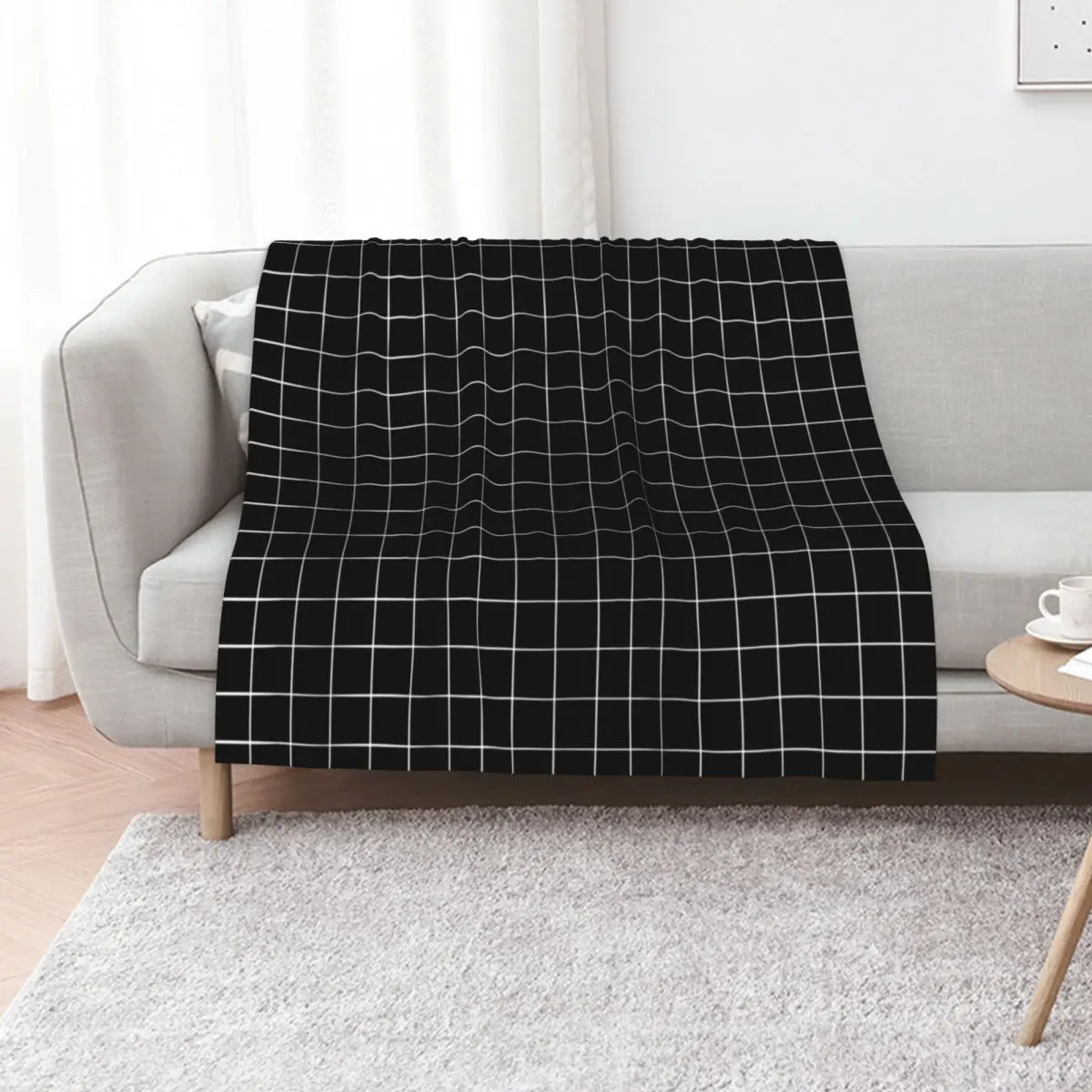 

Black Grid Throw Blanket Soft Plaid Sofa Quilt Luxury Designer Soft Big Blankets