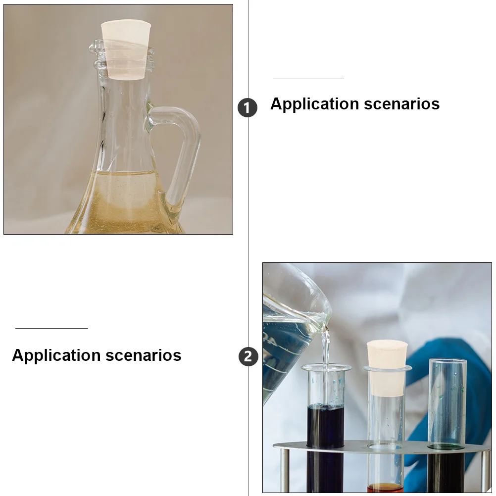 

50 Pcs Rubber Plug Test Tube Plugs Sealing Bottle Stopper High Temperature Resistant Lab Flask Tapered for Laboratory