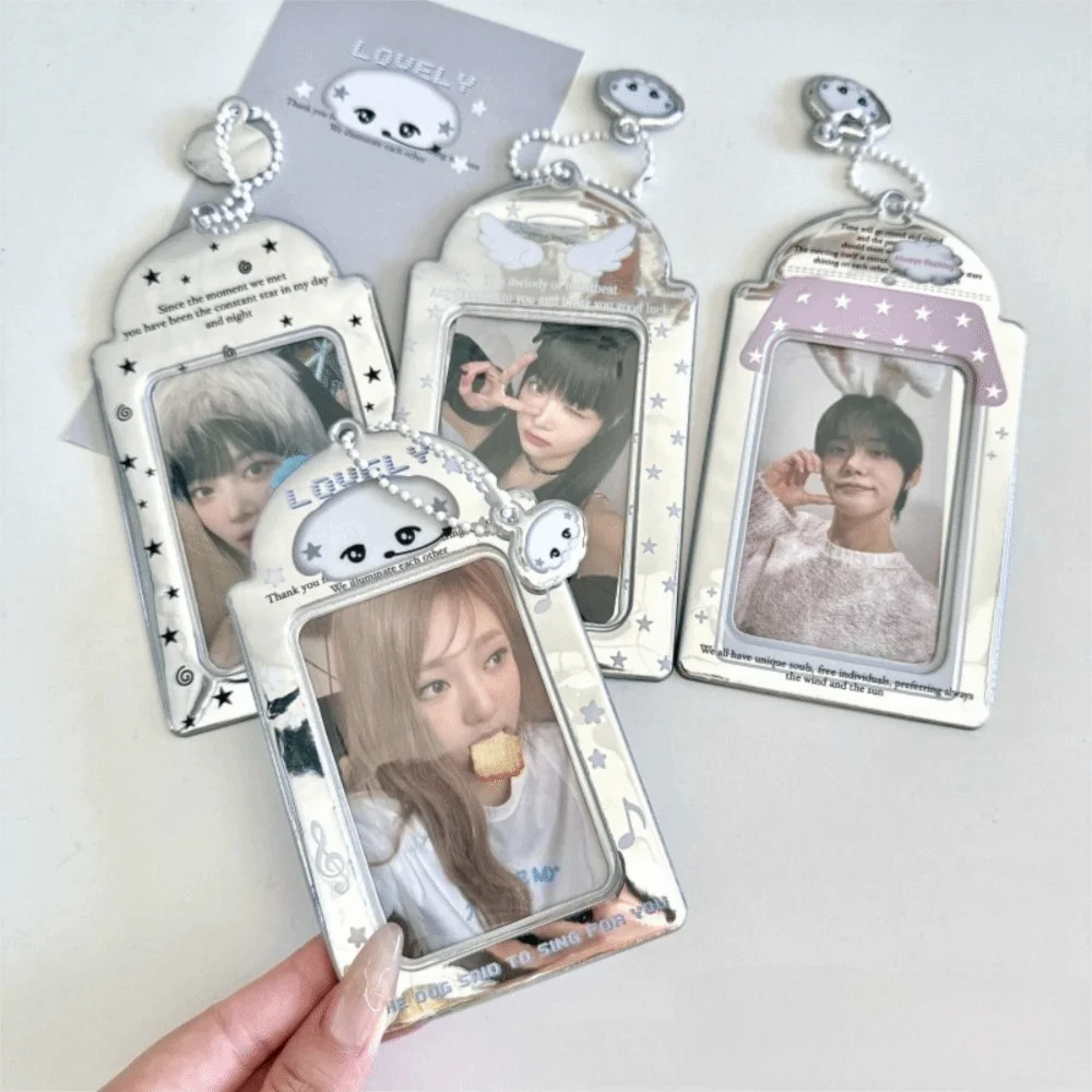 New 3 Inch Kpop Photocard Holder Picture Display Pendant Idol Photo Frame PVC Silver Card Holder