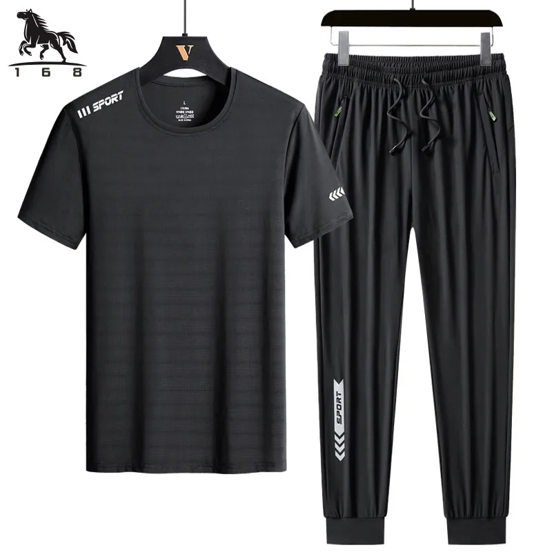 Tracksuit men Set Men's 2 pieces Sets M-7XL 8XL 9XL Summer New casual Clothing Fitness Tracksuits printing mens trousers Set 83