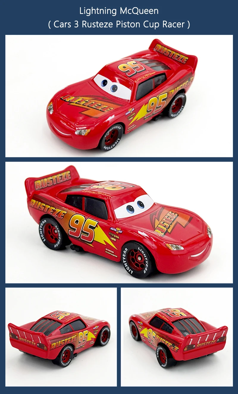Cars Anime-Charakter Rusteze Piston Cup Racer Lightning McQueen 1:55 Metalllegierung Druckguss-Automodell Kinderauto-Spielzeug Geschenk – Detail 6