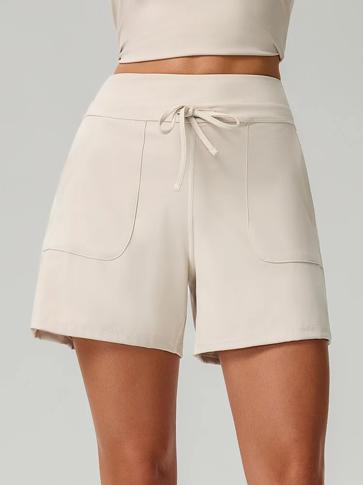Yoga Shorts Women Fitness Shorts Running Cycling Shorts Breathable Sports High Waist Workout Gym Shorts Pocket Fake Two Pieces