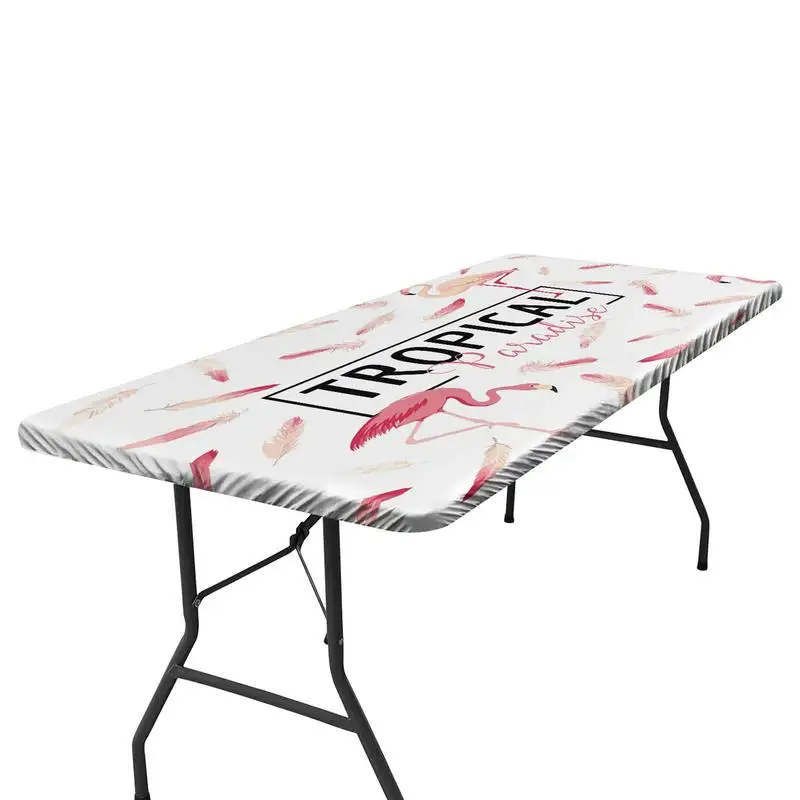 

Picnic Table Cover Camping Accessories Washable Tablecloth Outdoor Party Table Cover Flamingo Waterproof Tablecloth For Home