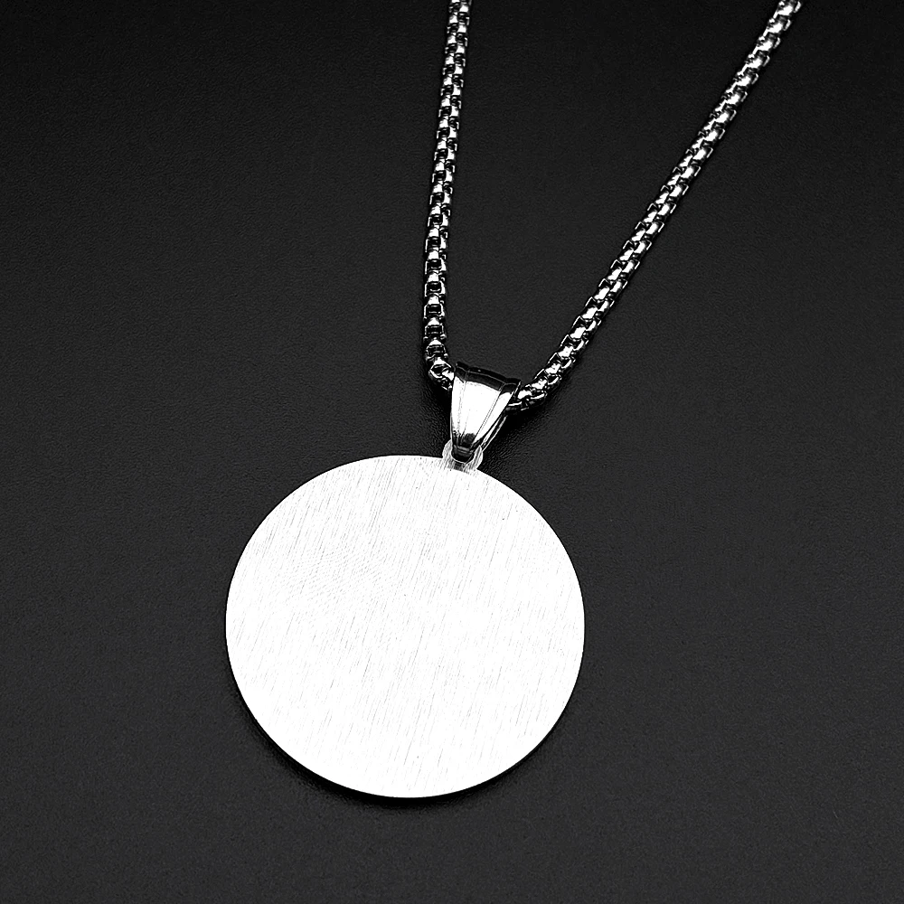 The Lord's Prayer Cross Bible Spanish Verse Round Pendant Necklace for Women Men Stainless Steel Jesus Chain Faith Jewelry Gift