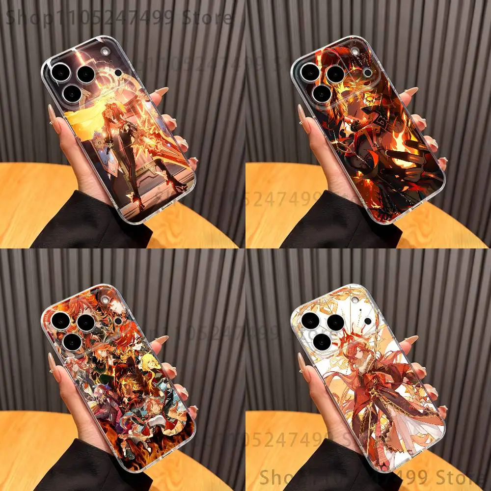 

Genshin Impact Mavuika Phone Case For iPhone 16,15,17,12,13,14,11 Max,Pro,Plus,X,XS,XR,SE4,E Mini Transparent Cover