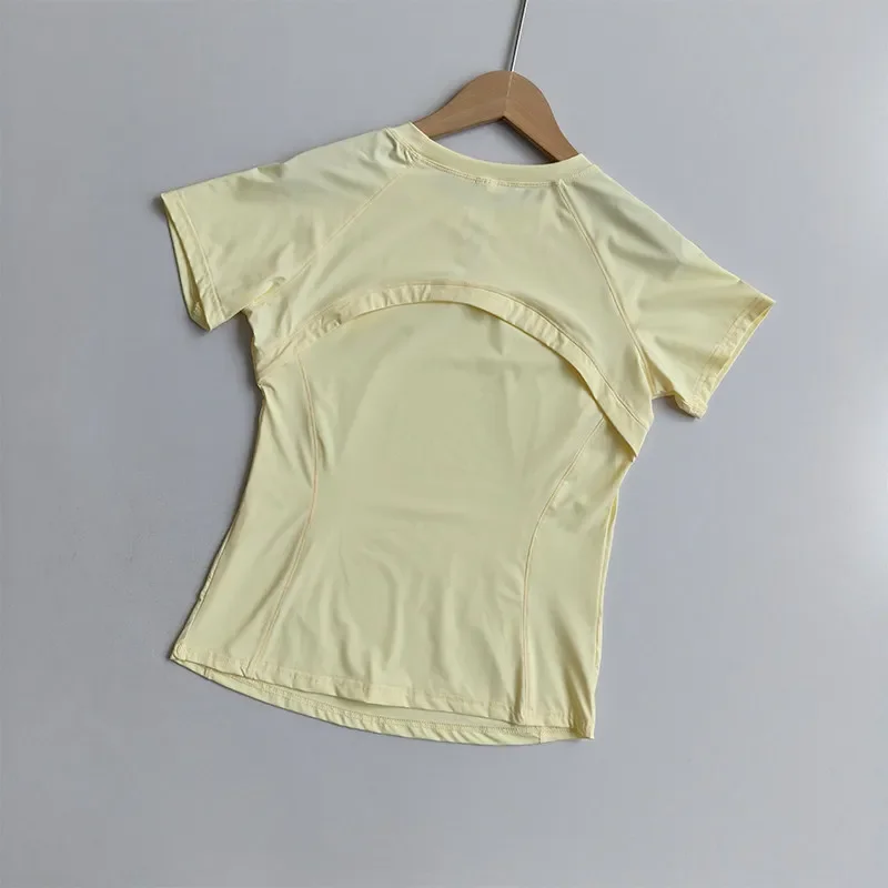 Women's Ice Silk Yoga Wear Short-Sleeved Loose Breathable Fitness Training T-shirt Sun Protection Casual Running Outdoor Sports