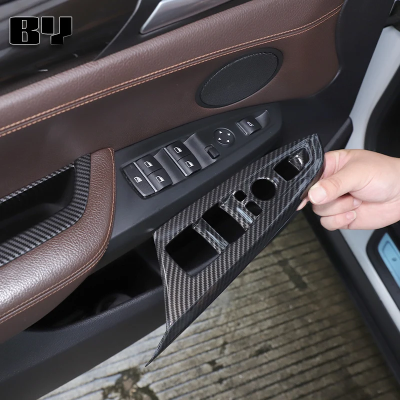 

Для 2014-2017 BMW X3 X4 F25 F26 ABS углеродное волокно автомобильное стекло подъемная рамка переключатель кнопка рамка наклейка аксессуары для защиты автомобиля