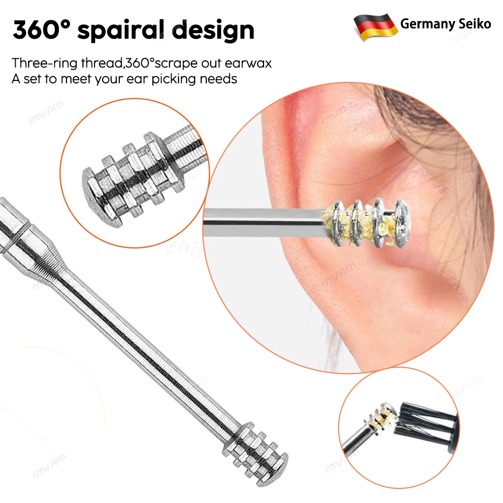 Do czyszczenia uszu zestaw Earpick wosku z uszu Remover łopatka do uszu Curette czyszczenie uszu spirala Earpick łatwe usuwanie woskowiny do czyszczenia uszu zestaw do czyszczenia gadżet