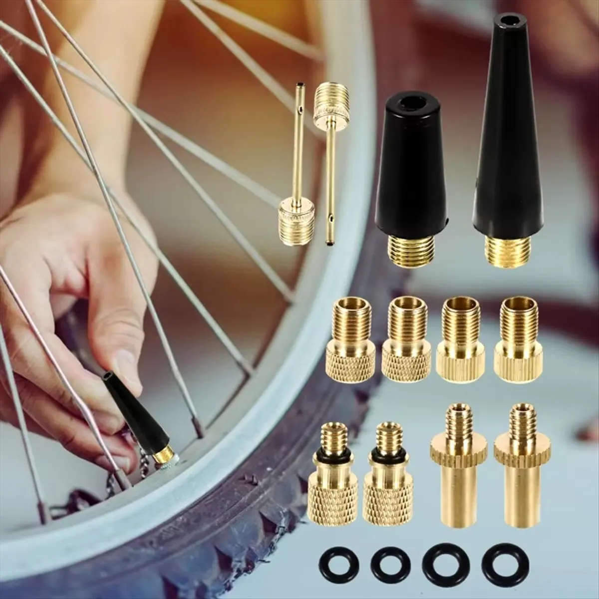 【POPULAR PICK】21pcs Bicycle Valve Adapter Sleeve Bicycle Valve Adapter Valve Conversion Nozzle Valve Adapter Cycling Accessories