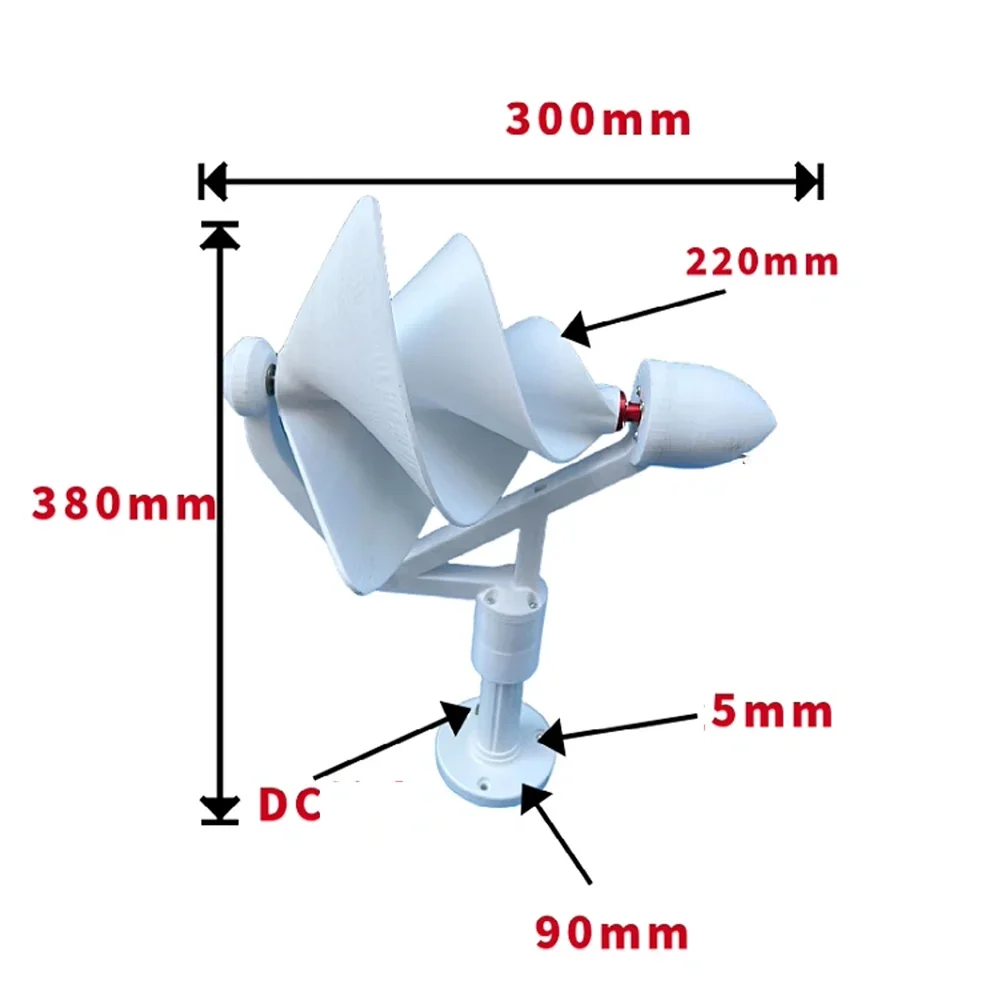 Micro Wind Turbine Generator 50W, 12V DC Output, Low Start Wind Speed (1.5m/s), Efficient Three-Phase PM Brushless Generator