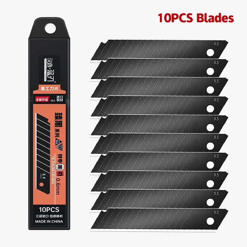 100/10PCS Carbon Staal Vervangen Utility Mes 100mm * 18mm Zwart DIY Tool Carving Blades voor Student Office Station