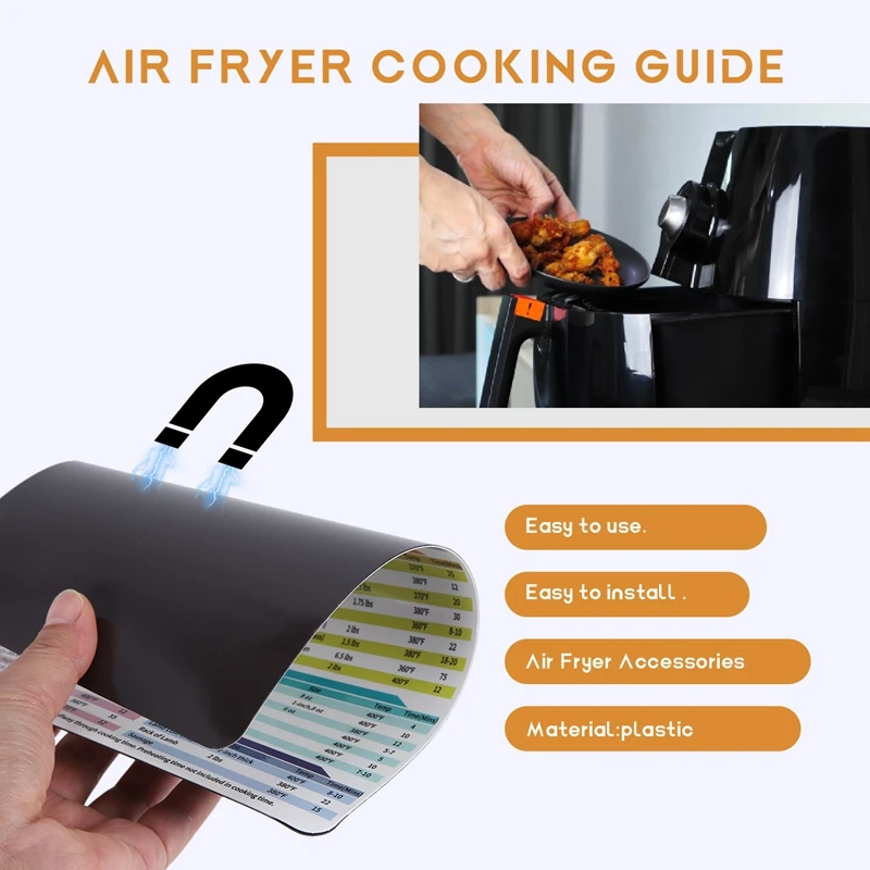 AD-Air Fryer Accessories Cooking Time,Air Fryer Magnetic Cheat Sheet,Air Fryer Chart,Cooking&Frying Quick Reference Guide
