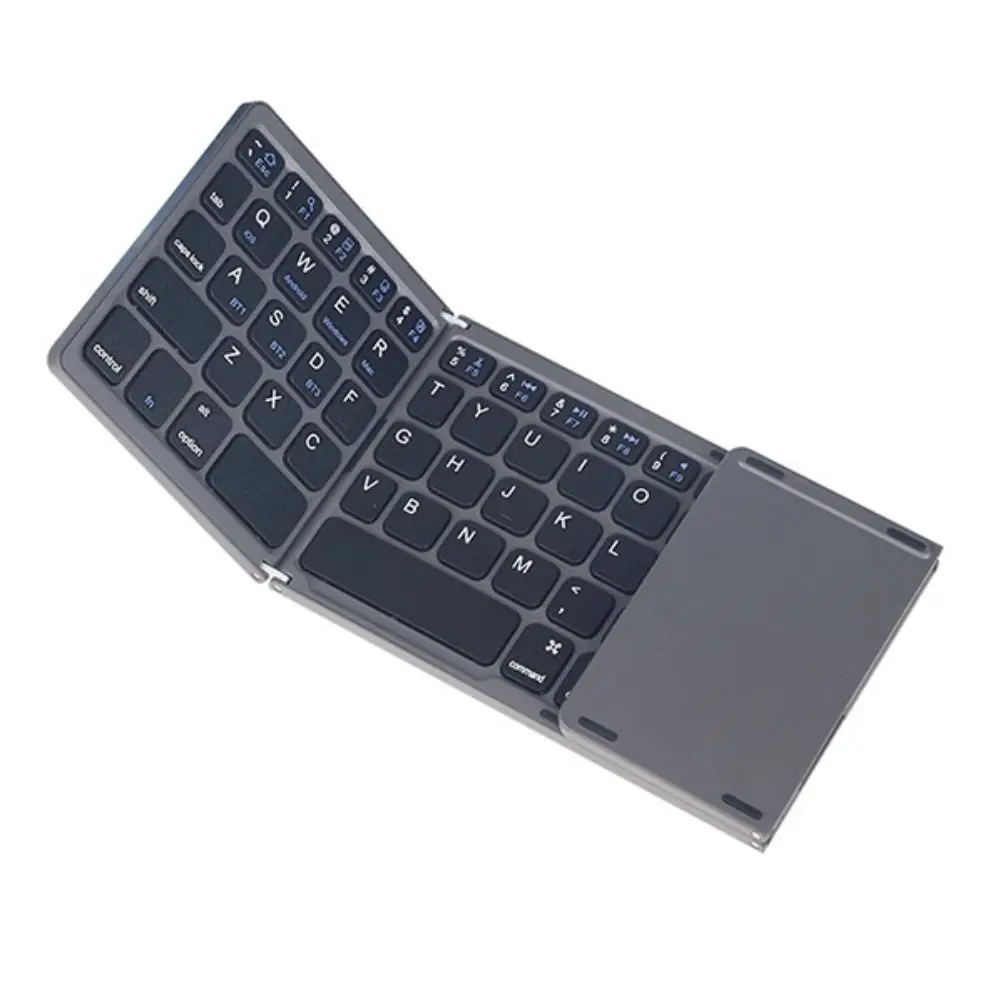 Slient Foldable Wireless Keyboard Portable Multi-Function Bluetooth Keyboard Compact with Touchpad Mini Foldable Keypad