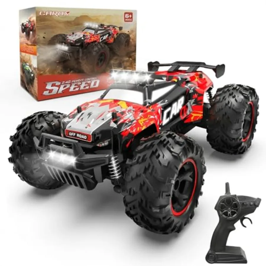 

Remote Control Car, 2.4GHz 26KM/H High Speed RC Car, 1:18 Off-Road Monster Truck with LED Lights, Proportional Throttle and 180