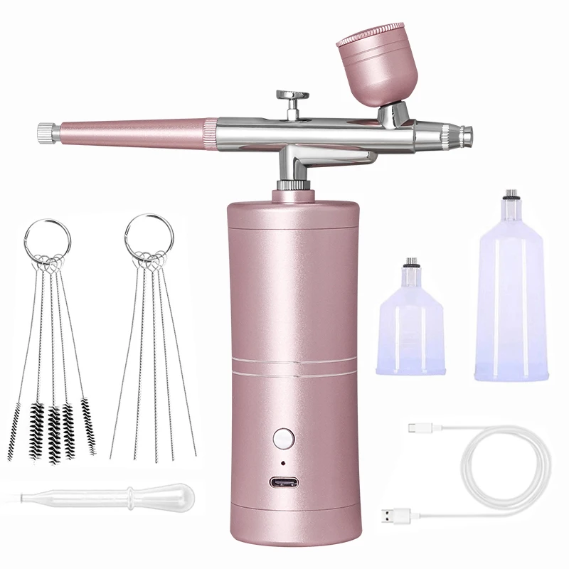 Portable Rechargeable Wireless Airbrush With Compressor Single Action Spray Gun For Face Beauty Nail Art Tattoo Craft Cake Paint