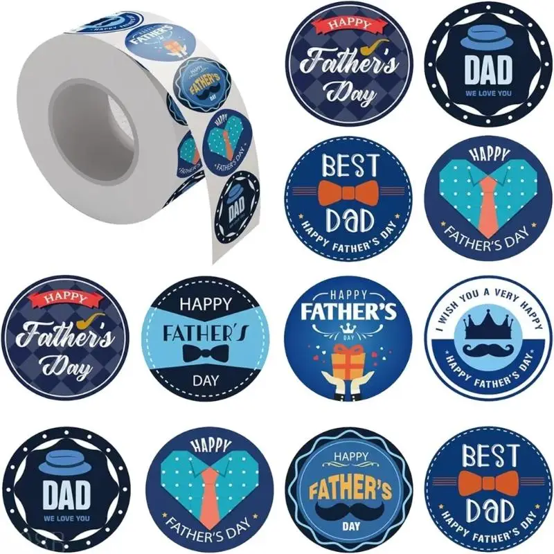 D08B Happy Father's Day Sticker Adhesive Decal Father's Day Sticker Decorative Sticker for Scrapbooking Gift Cards