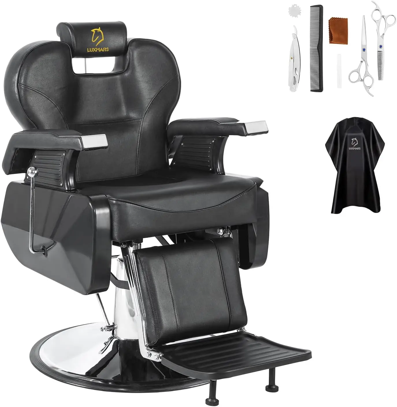 Silla hidráulica reclinable para peluquería, sillón giratorio para estilizar el cabello, 360 grados