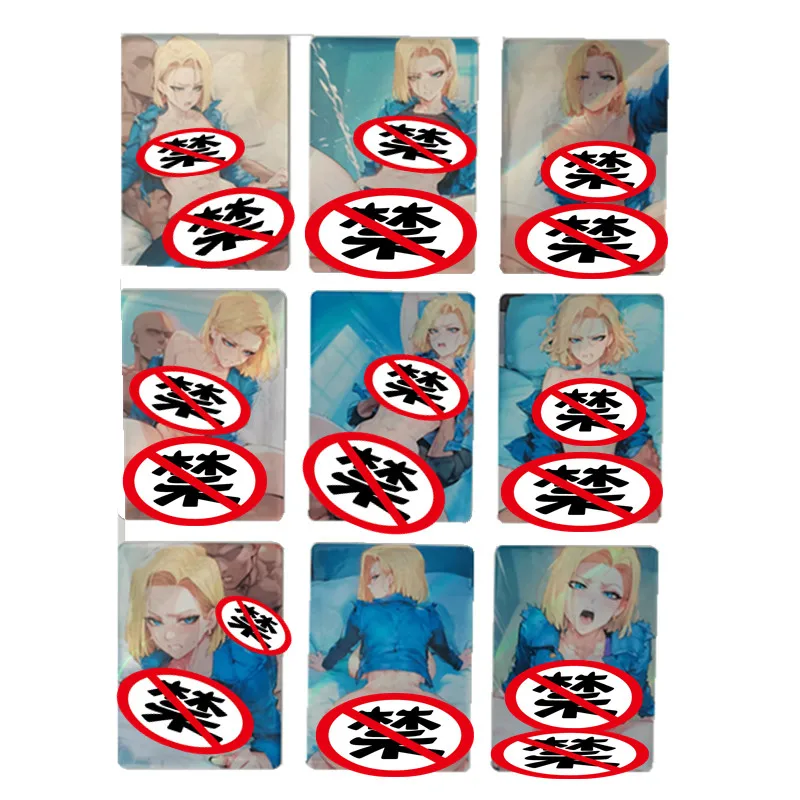 9Pcs/set Homemade Anime Card Dragon Ball Android No. 18 Nude Sexy Card ACG Character Classic Game Toy Gift Comic Collection Card