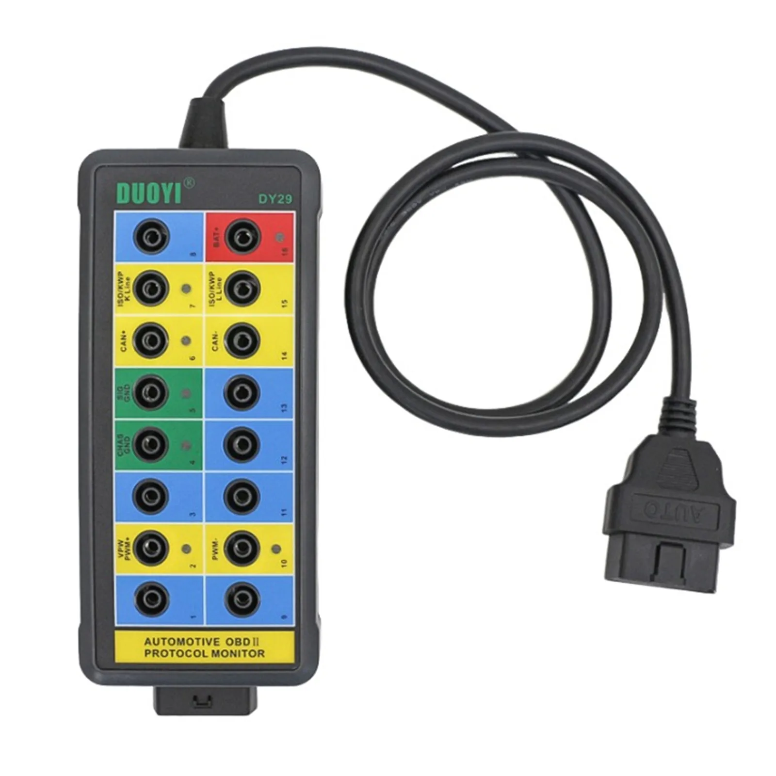 

Electrical Diagnostic Tools Can Bus Analyzer Breakout Box with LED Light Auto OBDII Protocol Detector 16-Pin Black ABS