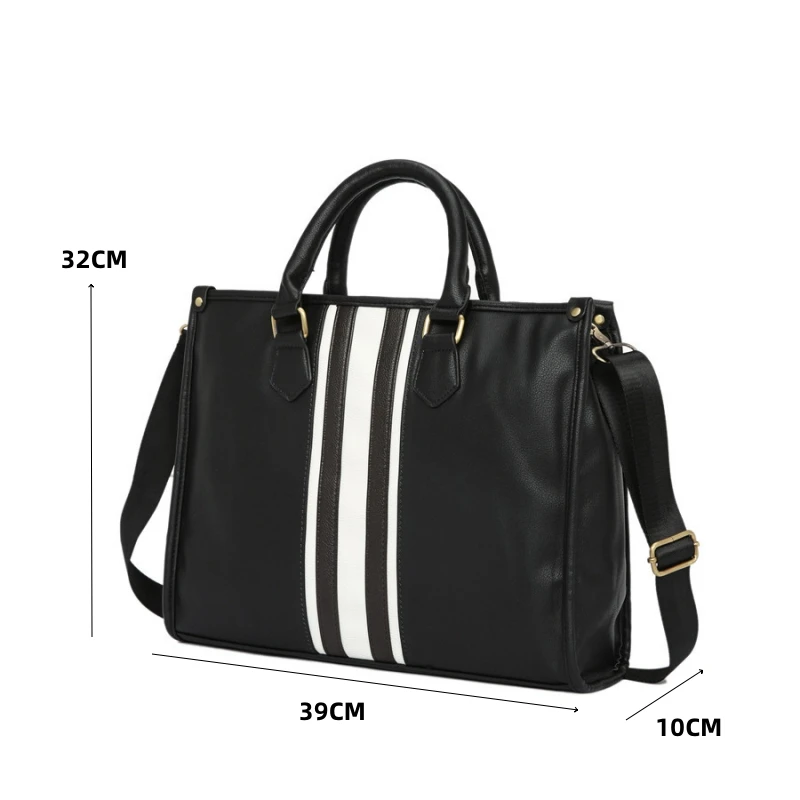 Zakelijke Handtas Mannen Top-Handvat Tassen Vintage Gestreepte Crossbody Tas Mannen Schouder Messenger Tas Grote Capaciteit Laptop Aktetas