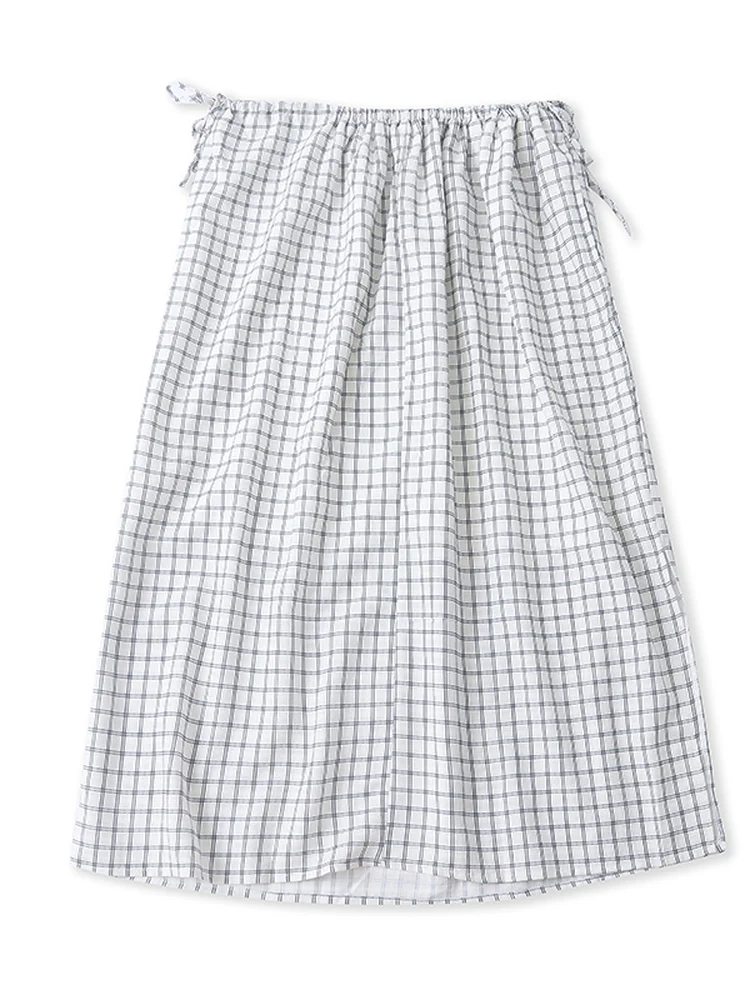 

Faionable Plaid Elastic Waist Midi Skirt Ci Commute Sle A-Line Waist-Cinching Women's Skirt Summer New Arrival