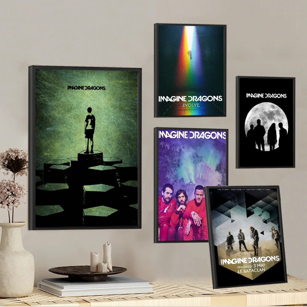 Imagine Dragons Band Classic Vintage Posters Decoracion Painting Wall Art White Kraft Paper Kawaii Room Decor