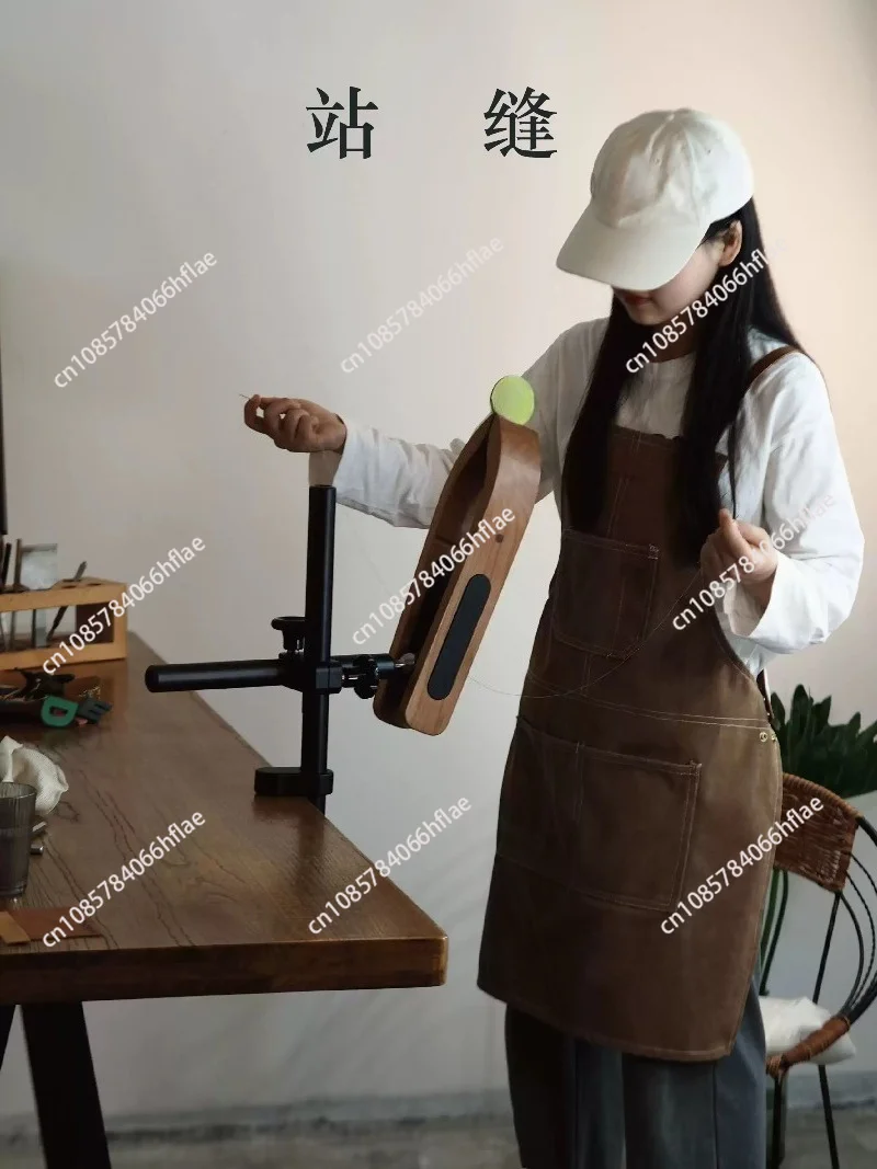 Wooden Leather‑Craft Stitching Fixing Station, Hand‑Sewing Clip Work Fixture With Black Walnut And Cherry Wood Options