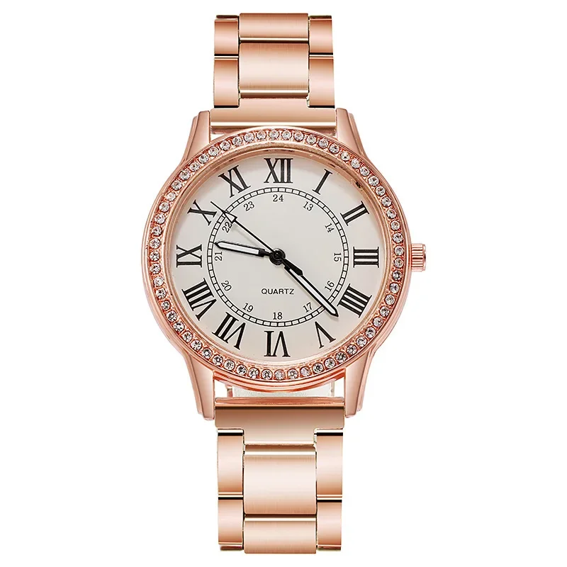 

Steel Strap Simple Casual Women's Watch Retro Roman Rhinestone Luminous Quartz Watch Luxury Wrist Watches for Women Reloj Mujer