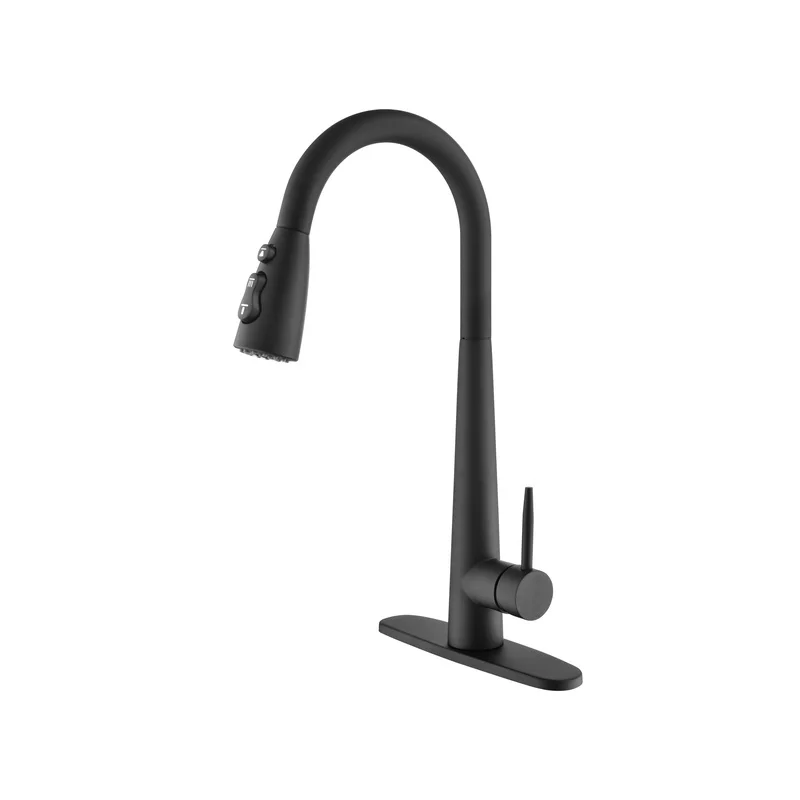 

Matte Black Single Handle Kitchen Faucet with Pull Down Sprayer, Fingerprint Resistant, Single Hole Deck Mount, Copper Finish