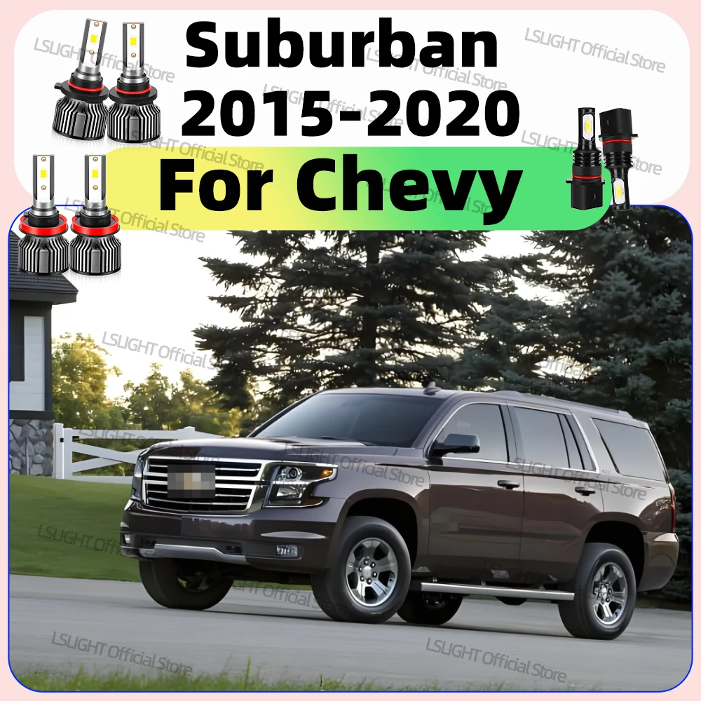 

2/6Pcs Front LED Bulbs For 2015-2020 Chevrolet Suburban High Low Beam Headlights Fog Lamps 6000K Plug-N-Play 12V Accessories