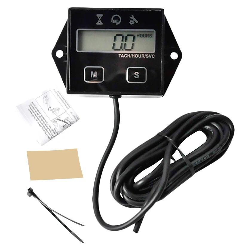 Lcd Digital Display Moto Engine Tach Hour Meter For Motorcycle Tachometer Gauge Marine Chainsaw Pit Bike Boat Engine Inductive