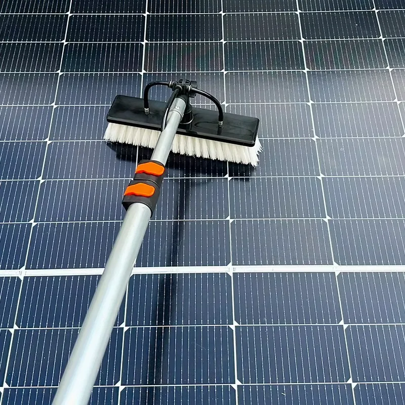 Retractable Manual PV Cleaning Brush Flexible Length Adjustable Water Washing Photovoltaic Panel Cleaner